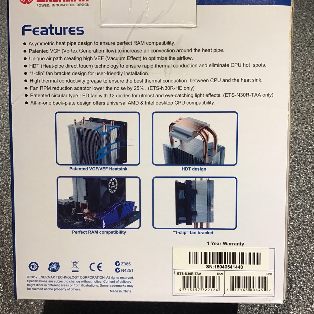 NIB Enermax ETS-N30 II Compact Intel/AMD CPU Cooler With Blue LED Light - Picture 2 of 4